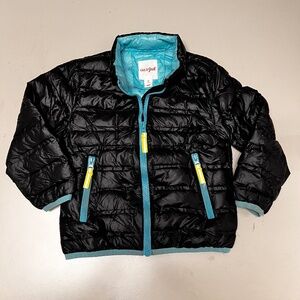 Cat & Jack puffer coat black and aqua size 3T /unisex or gender neutral